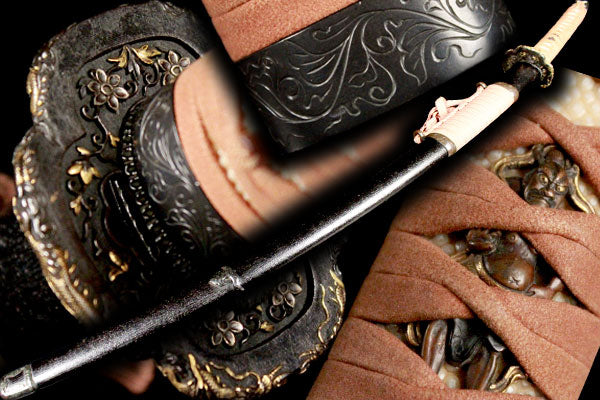 93ub48　脇差用 鍍金 刀装具 まとめて 脇差し （金象嵌銘）貞宗 Wakizashi:Sadamune